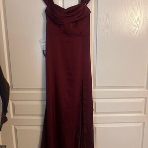 Azazie Strapless Burgundy Dress